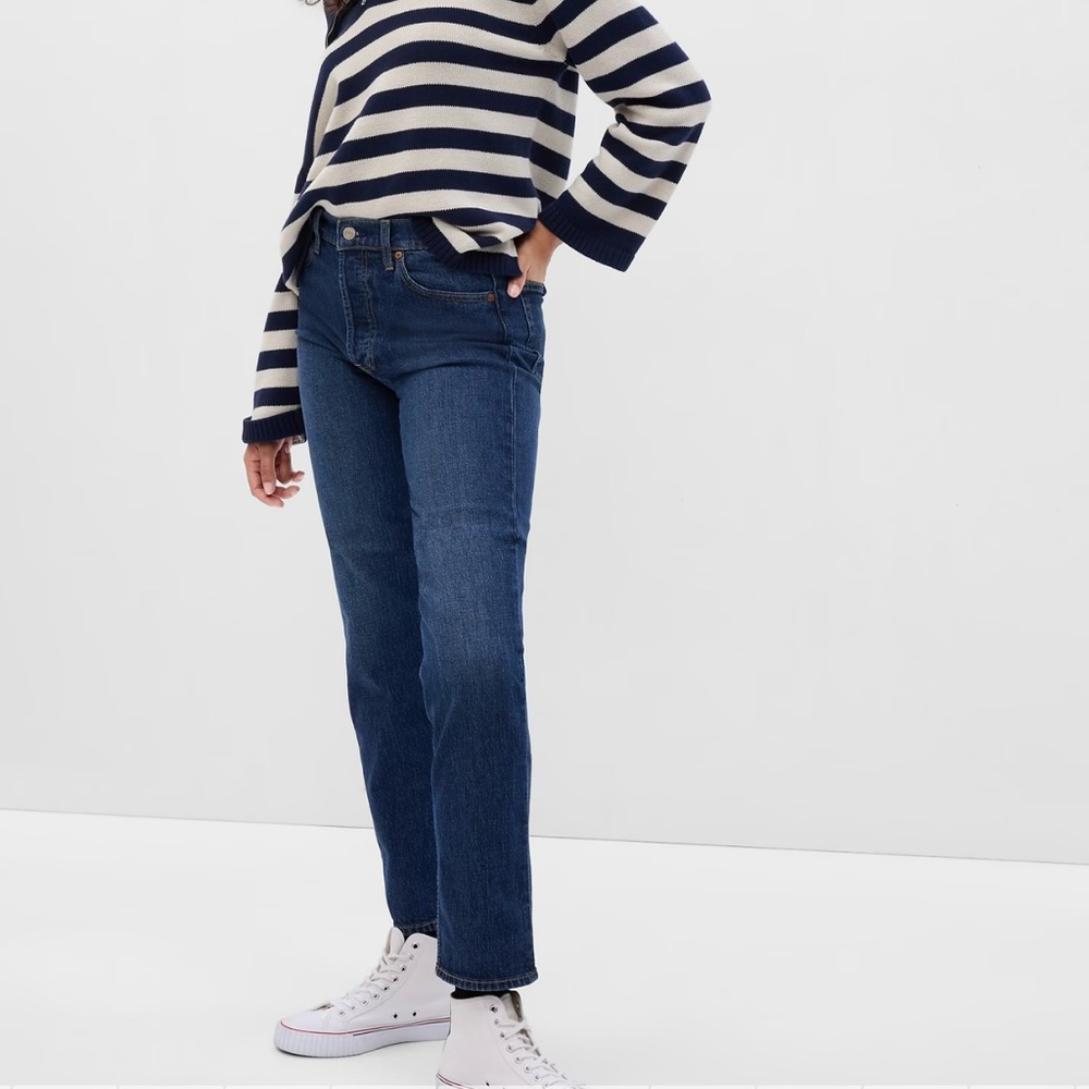 NWT GAP High Rise Cheeky Dark Indigo Straight Jeans